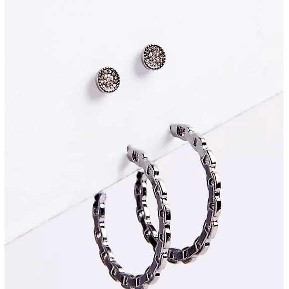 torrid Jewelry - 💜3/$30 Torrid  Double Piercing Black Hematite set of stud and Chain Hoop